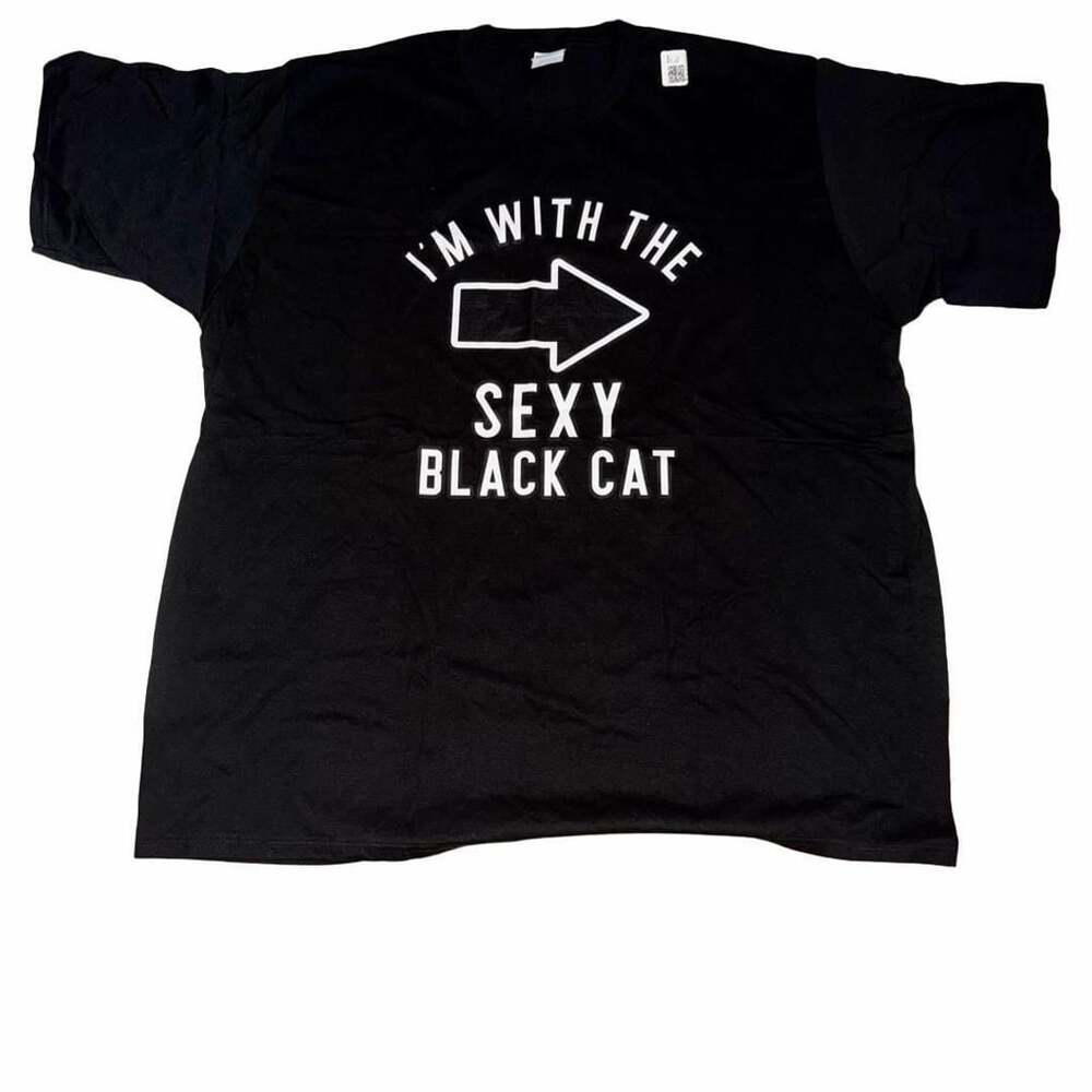 I'm With The Sexy Black Cat Graphic T-Shirt 3XL Black